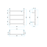 Thermorail STRAIGHT/ ROUND 550X550X122MM 57W 4 BAR BRUSHED S/STEEL